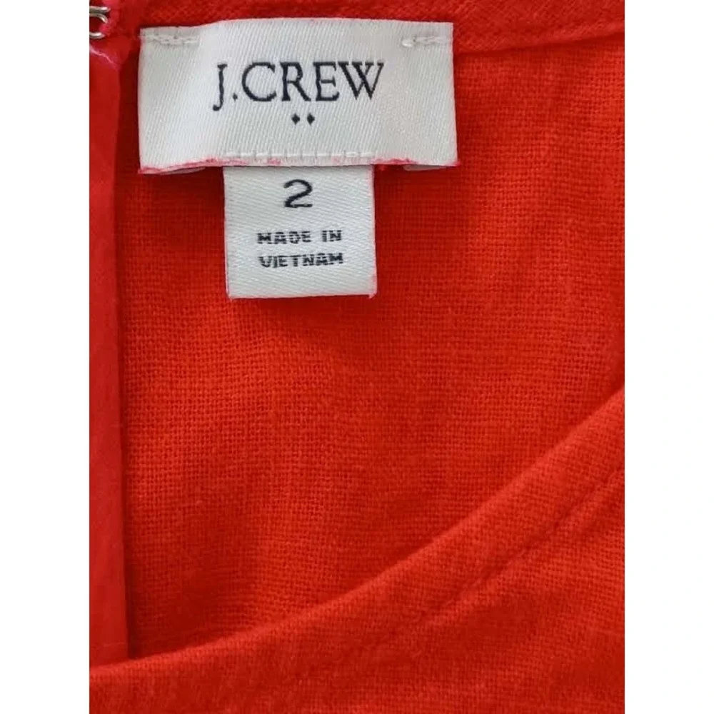J.CREW Red Linen Blnd Sleeveless Shift Dress Fits S NWOT Minimalist Classic $148